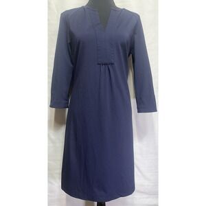 ELLIE KAI Blue Long Sleeve V-Neck Stretch Knit Shift‎ Dress Sz 2